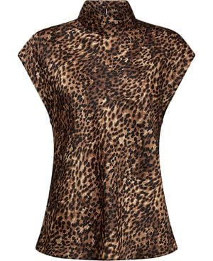 Leopard-print satin blouse