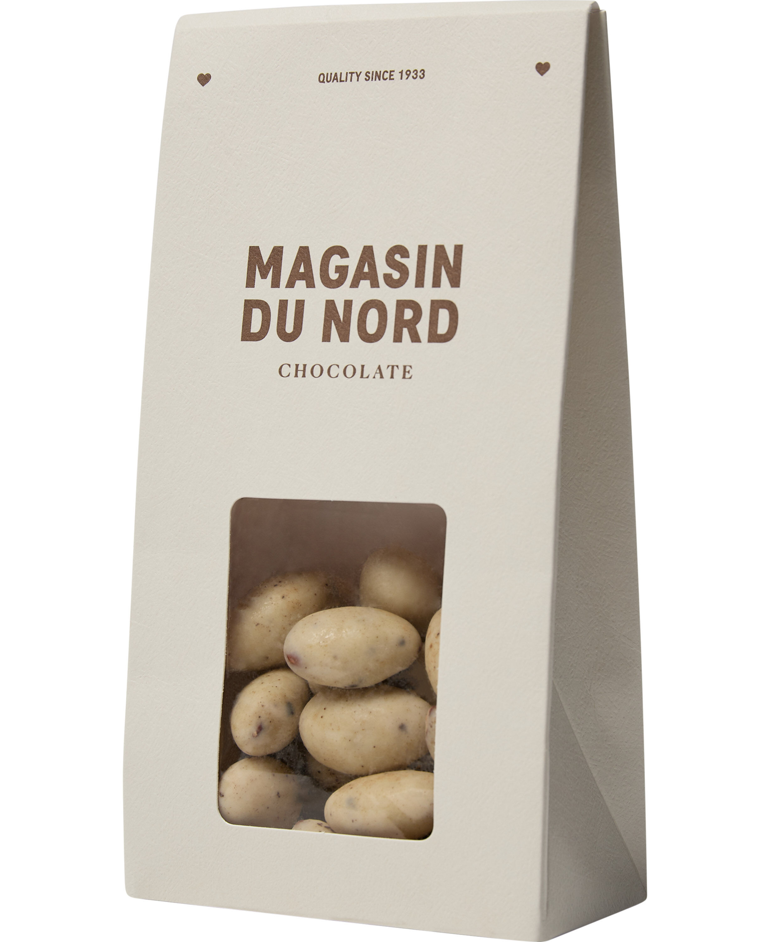 &AElig;ske, Mandeldrag&eacute; m/ hvid chokolade & lakridsgranulat 100 g