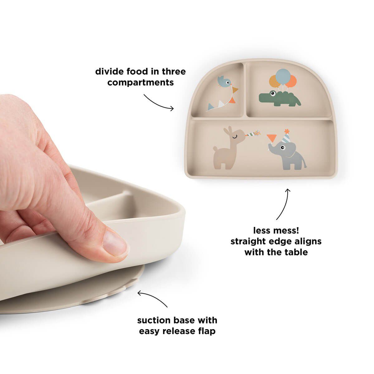 Stick&Stay inddelt tallerken Celebration Sand