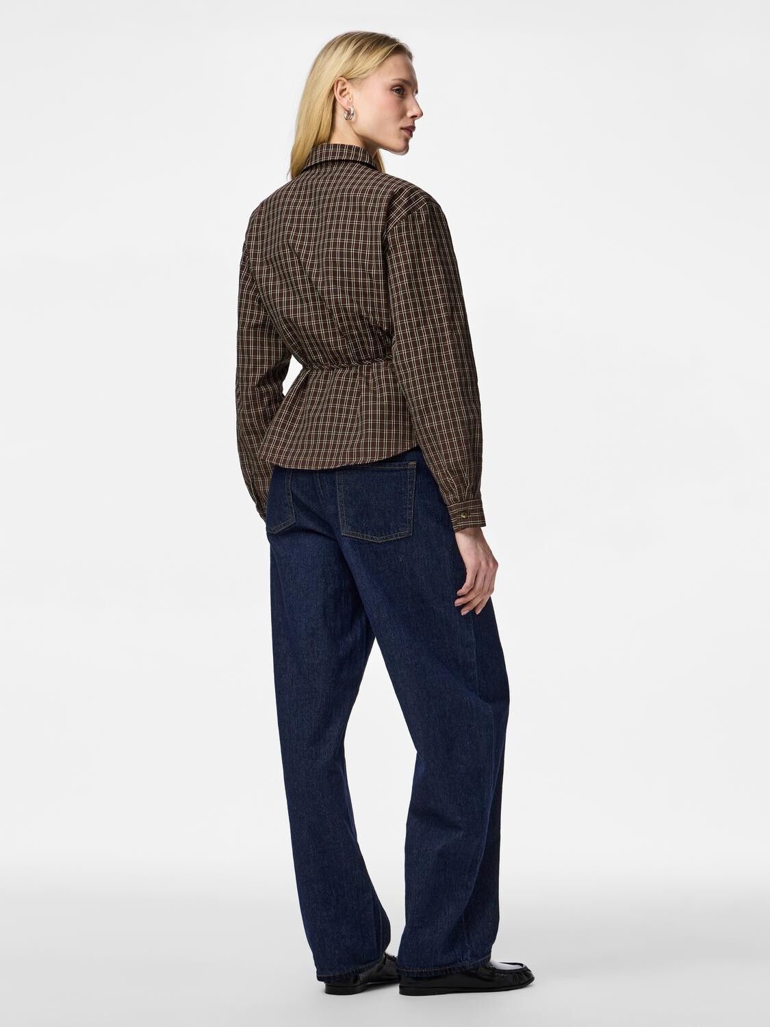 PCMAYA LS TIE DETAIL CHECK SHIRT WV