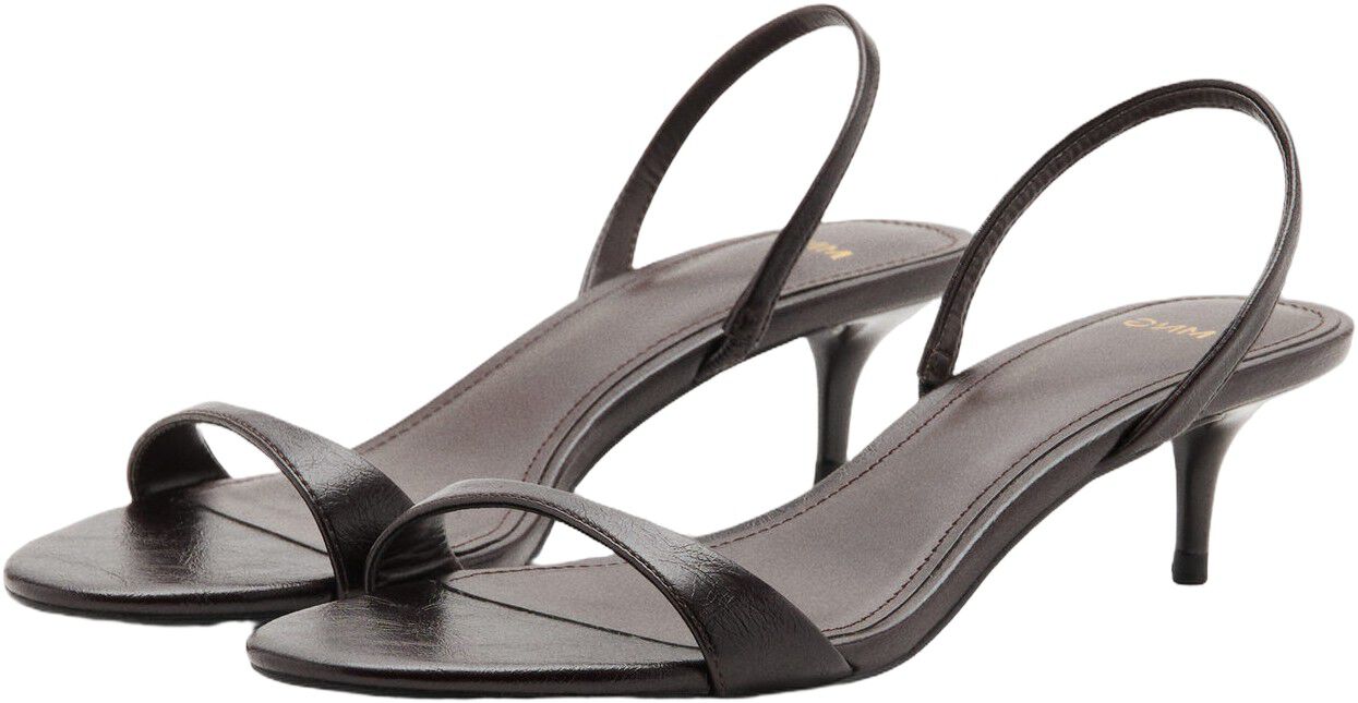Kitten-heel sandals with strap
