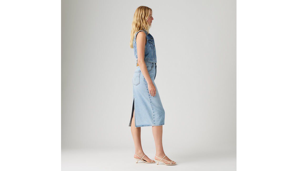 High Rise Back Slit Skirt