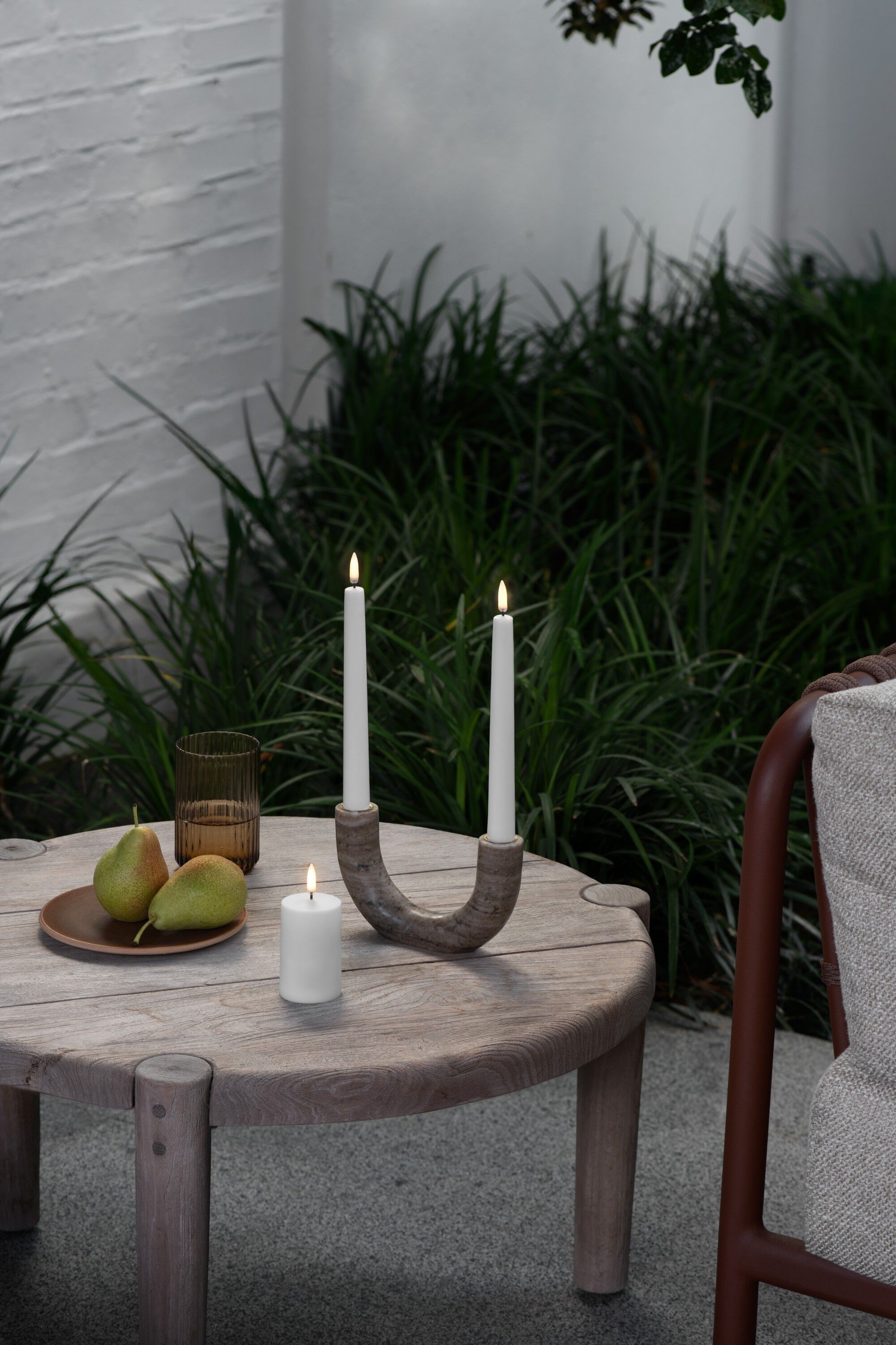Outdoor LED pillar candle, White, 5 x 7,8 cm