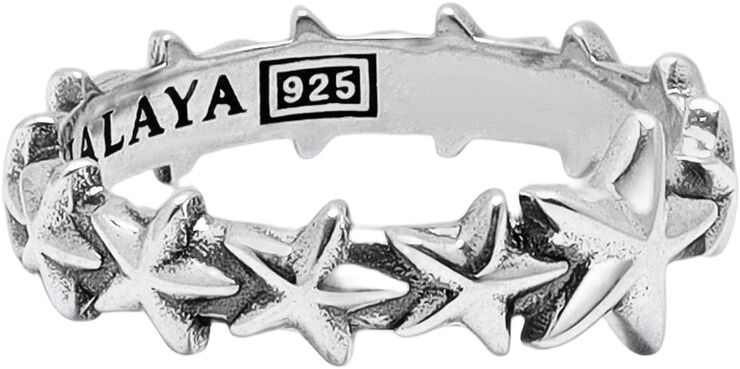 Men's Sterling Silver Star Band Ring