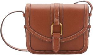 Leather-effect shoulder bag with bu