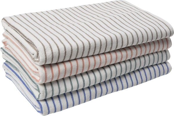 Beach towel 100x180cm smal strib beige GOTS