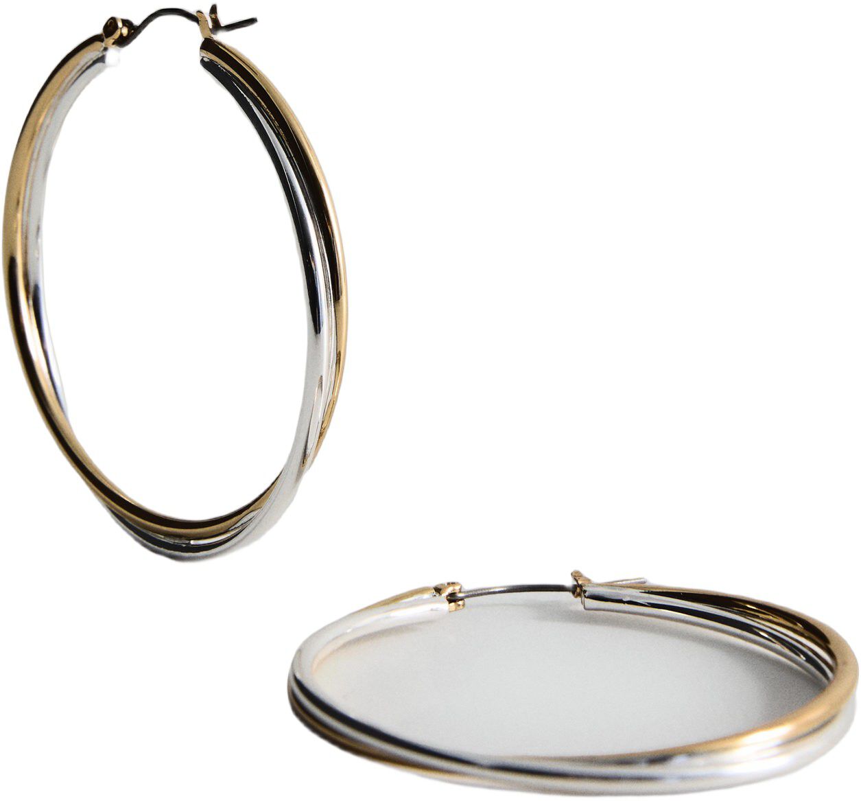 Two-tone double-hoop earrings