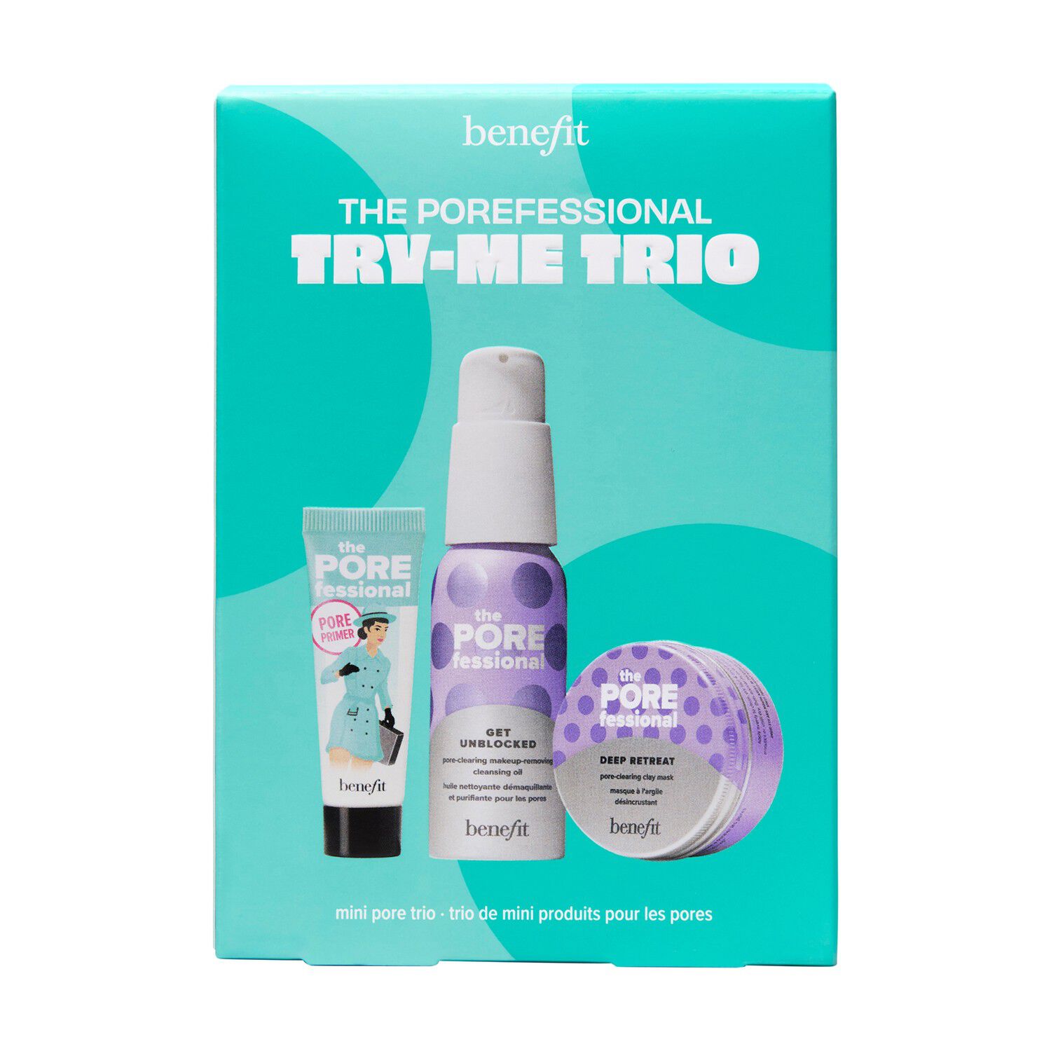 The POREfessional Try-Me Trio - Mini renseolie, lermaske og primer