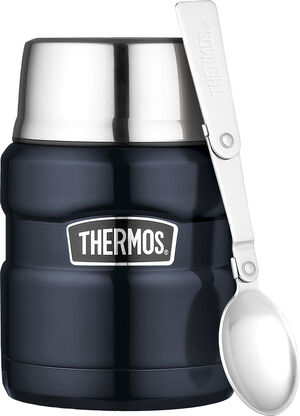 Madtermoflaske Stainless King 470 ml mørkblå stål