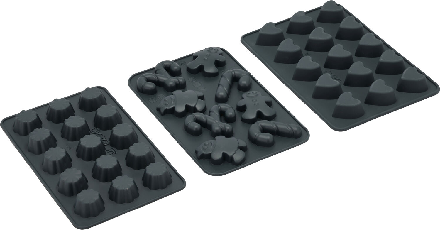 Chokoladeform 3 dele Gr&aring; Silikone