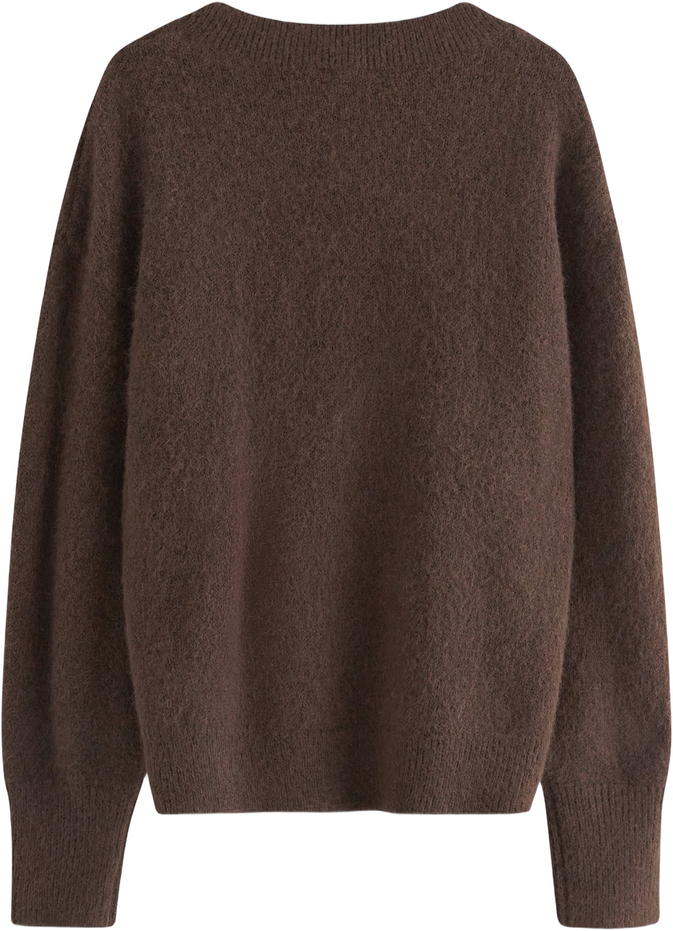 Strikket V-hals tr&oslash;je med en afslap