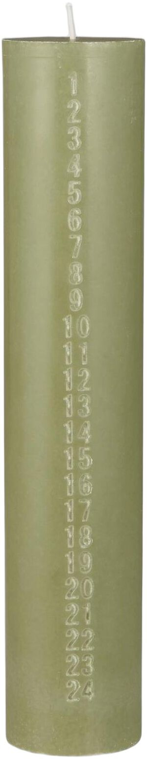 Kalenderlys 1-24 præget tal støvgrøn