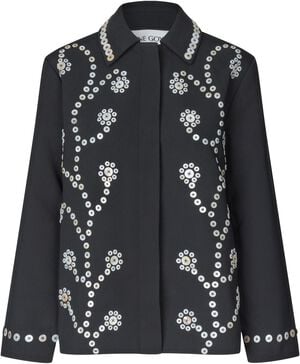 2550 Embellished Bonded Crepe, Relaxed Fit Jacket