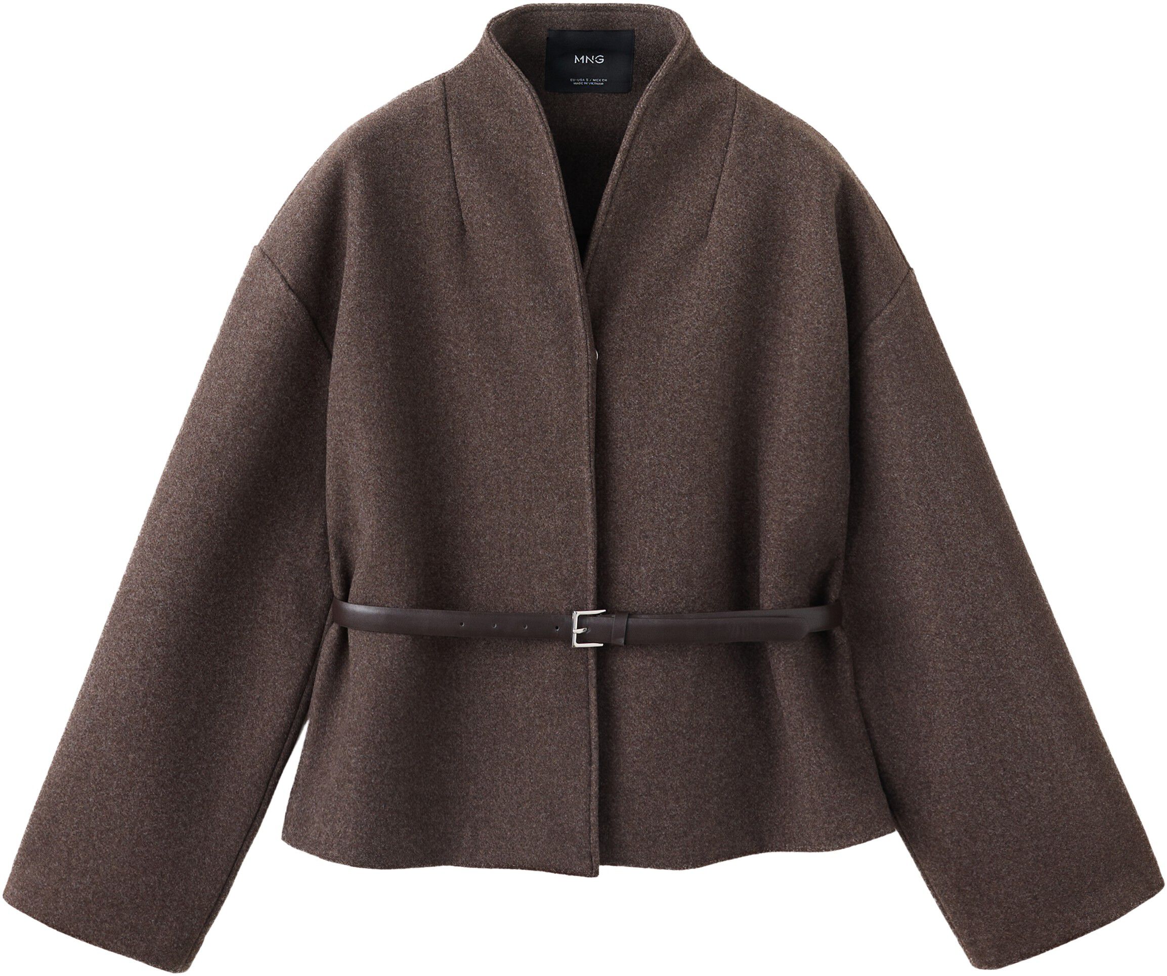 High neck belted jacket