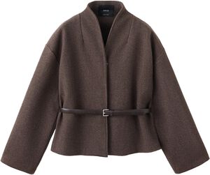 High neck belted jacket