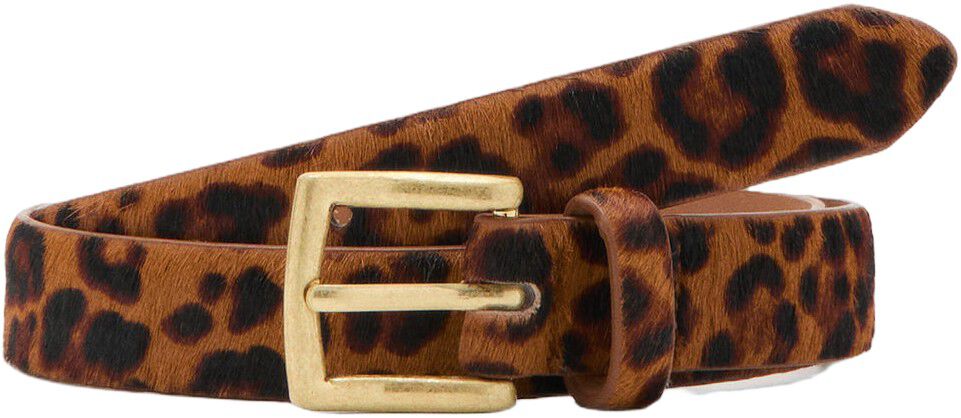 Leopard fur leather belt