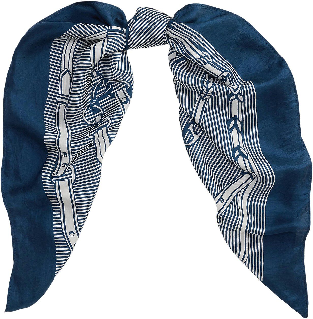 Striped Belting-Print Silk Square Scarf
