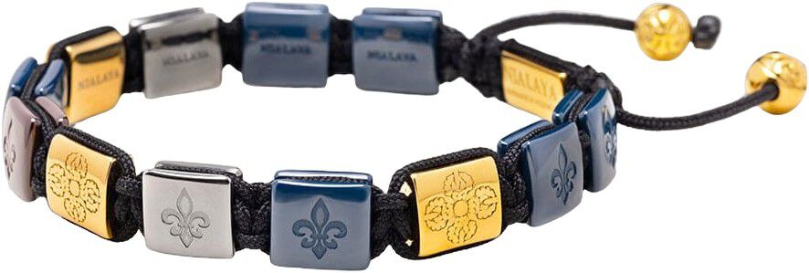 Ceramic Flatbead Bracelet in Black, Blue, Red and Gold
