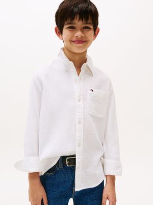 TEXTURED SOLID SHIRT LS