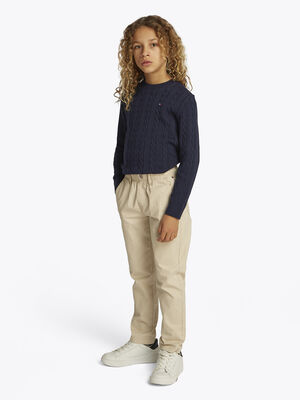 CREW NECK COTTON CABLE SWEATER