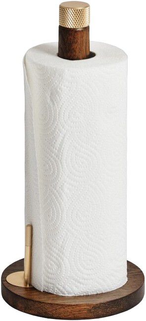 SINA Kitchen Roll Holder Dark Oak Brass