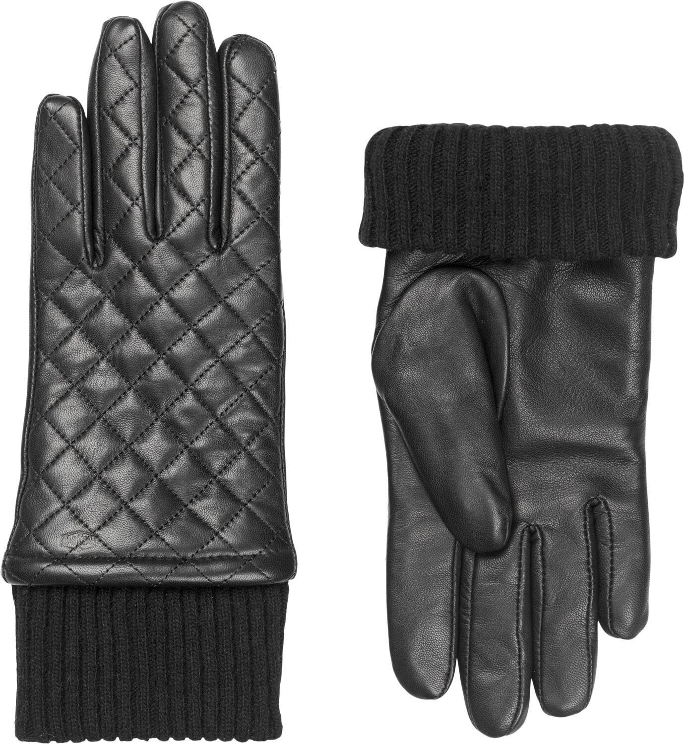 MJM Glove Linda Leather Quilted/Wool Black