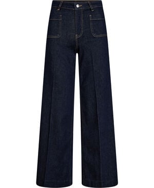 Wide-leg patch pocket jeans