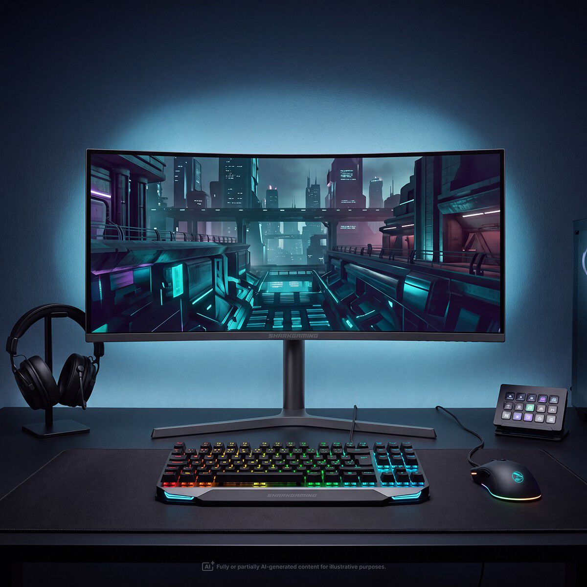 SharkGaming 34" 1440p 180Hz Sk&aelig;rm