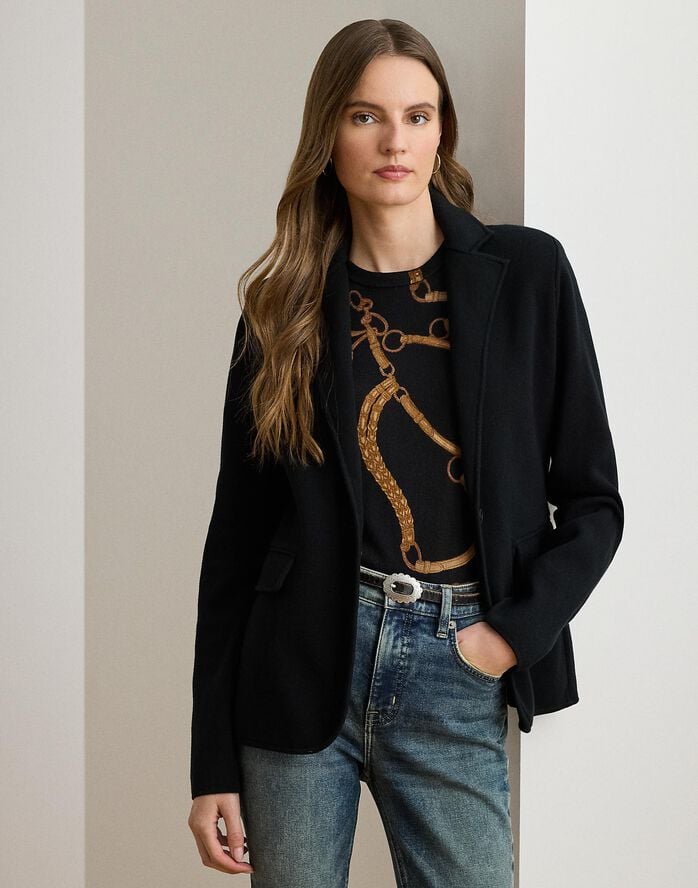 Cotton-Blend Sweater Blazer