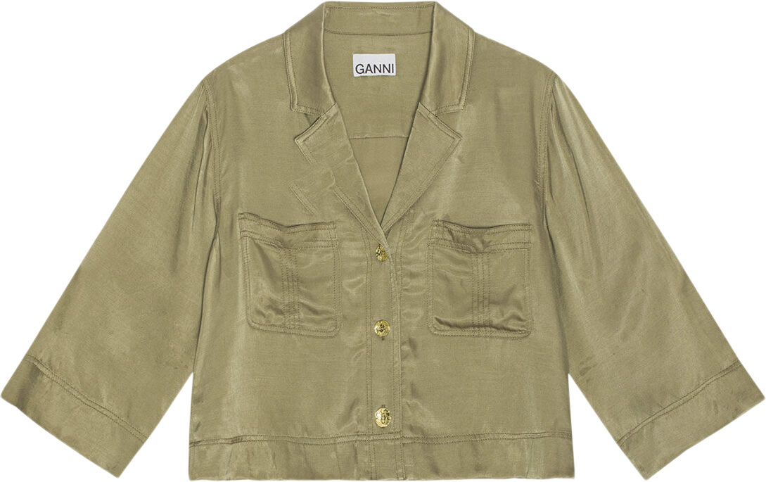 Washed Satin Crop Shirt