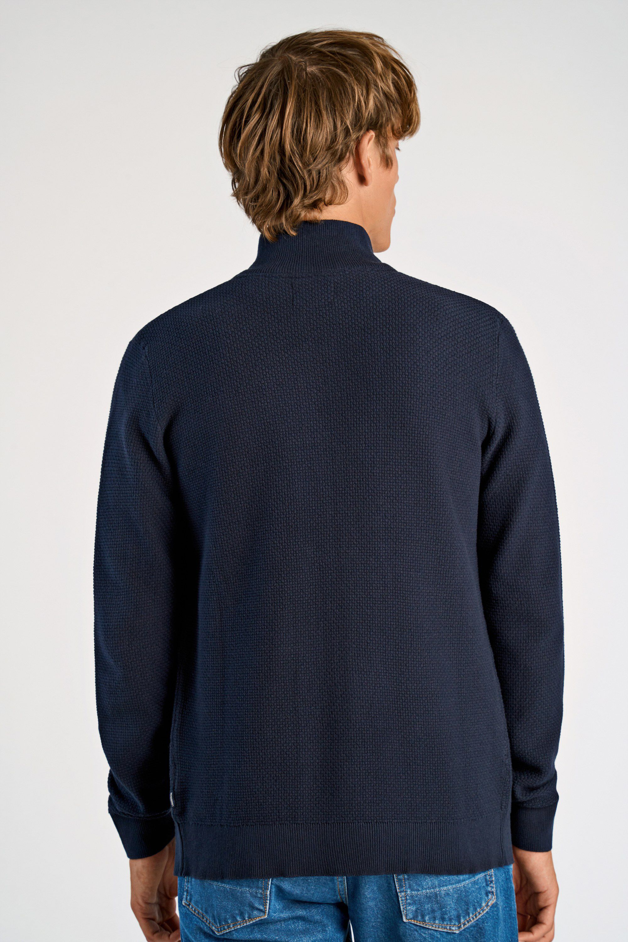 Recycle structure zip cardigan