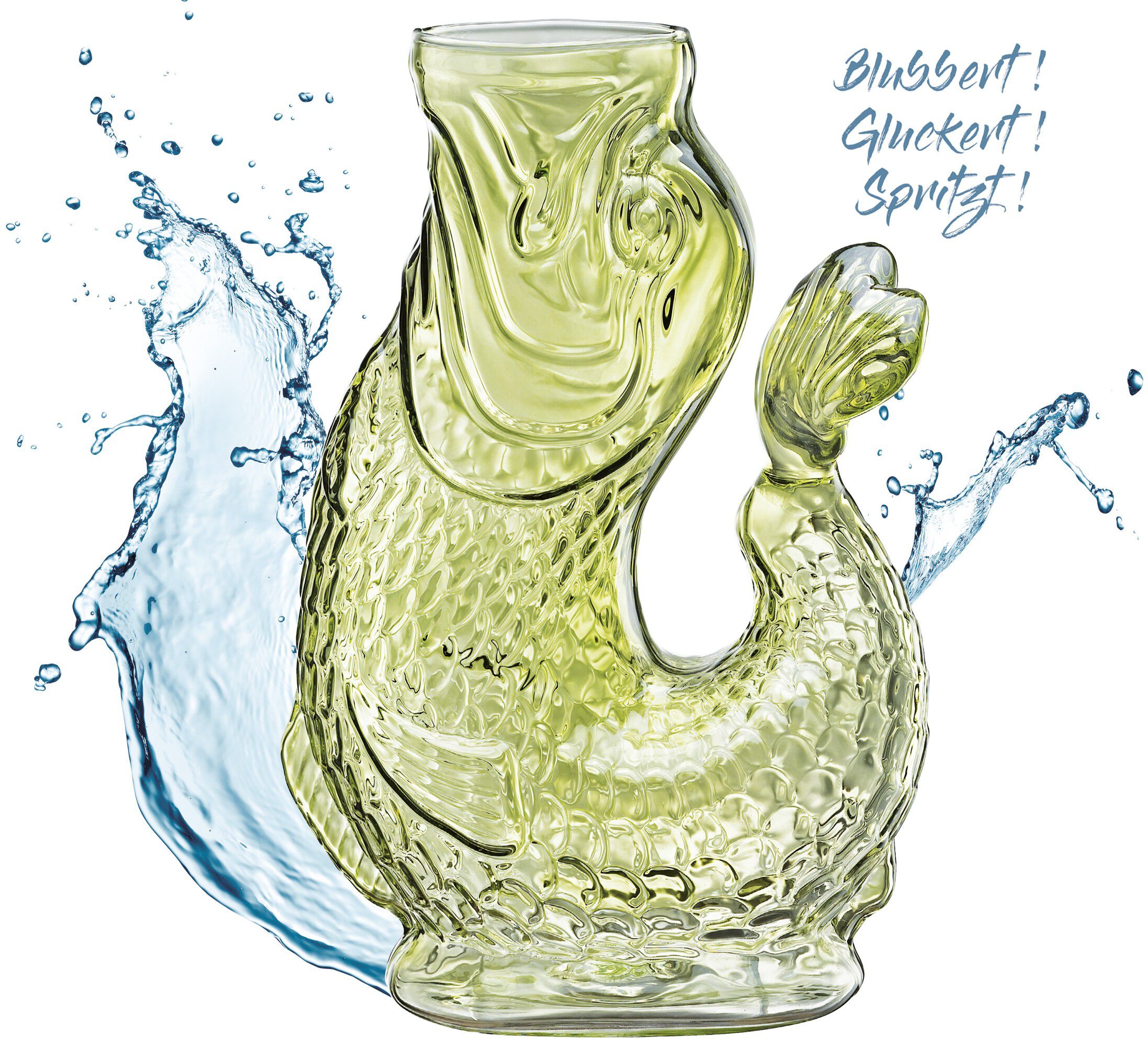 Vandkaraffel fisk, gr&oslash;n, glas, NEMO