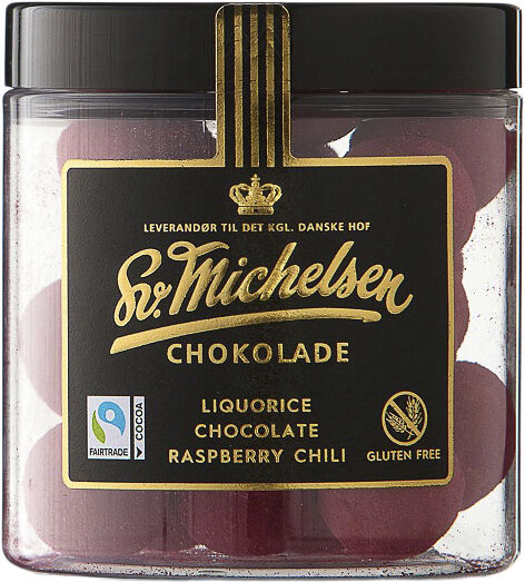 Lakrids med hvid chokolade, hindb&aelig;r og chili