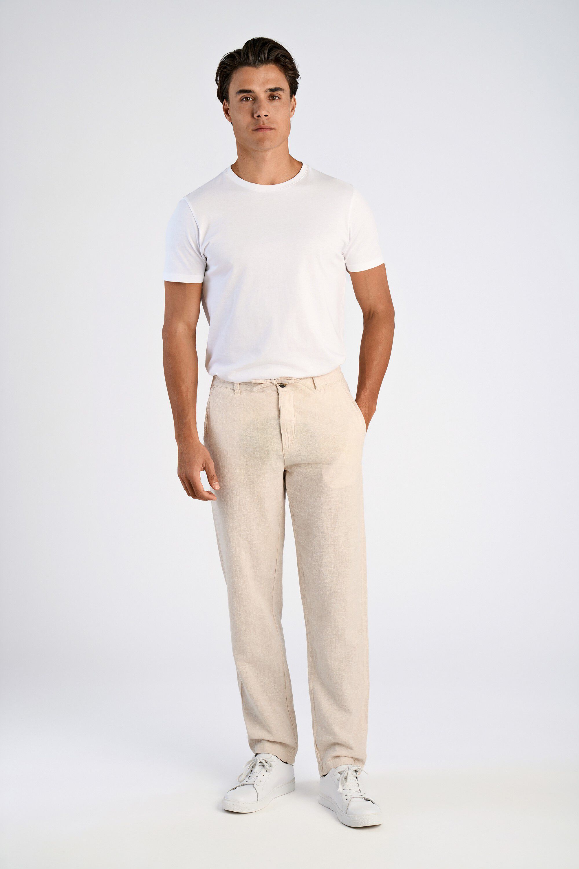 Linen blend herringbone pants