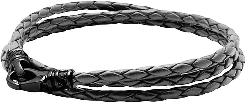 Men's Grey Metallic Wrap Around Leather Bracelet