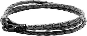 Men's Grey Metallic Wrap Around Leather Bracelet