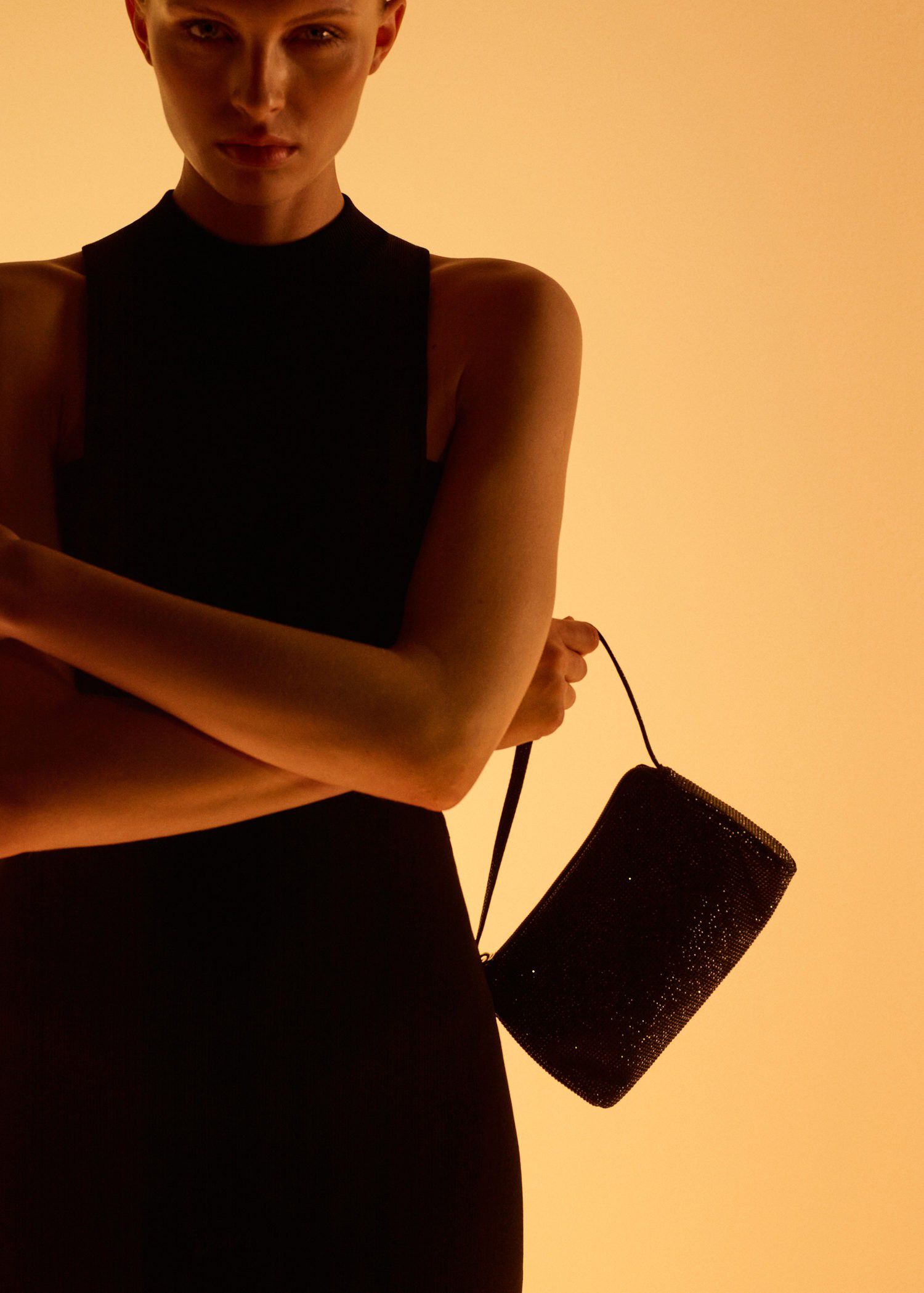 Handbag with rhinestones