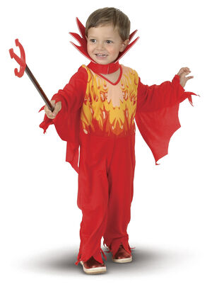 Mini djævel Dragt med hale og krave Felt) Str 104 cm