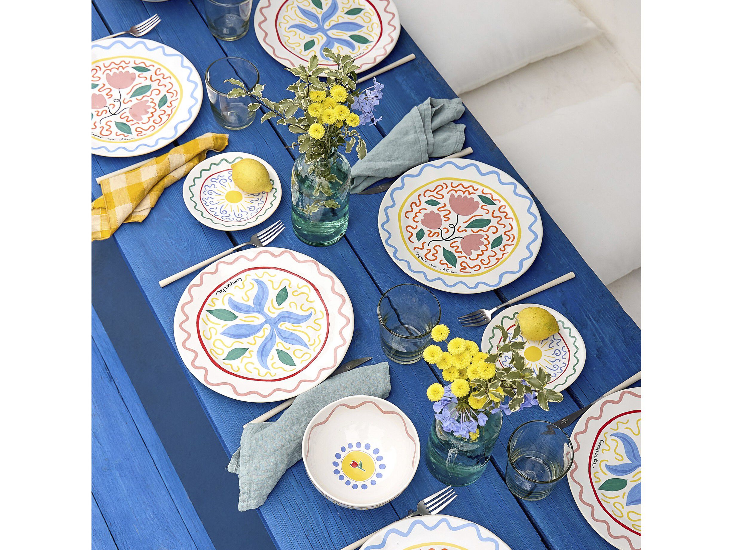 Tallerken flad Bliss 27 cm Rosa/Gul Keramik