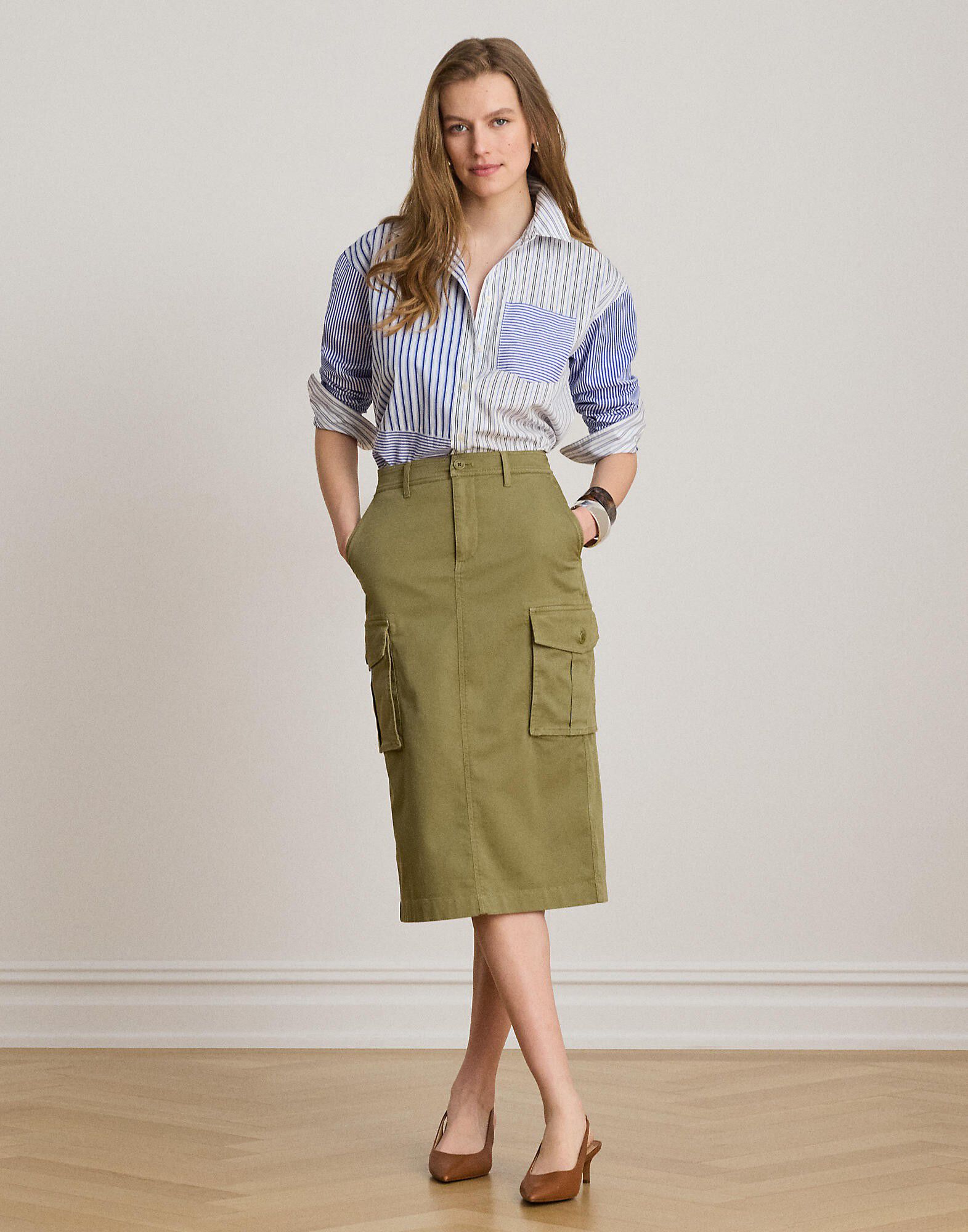Stretch Chino Cargo Pencil Skirt