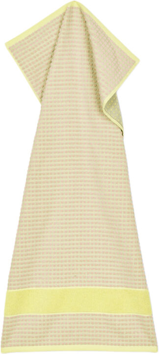 Check H&aring;ndkl&aelig;de 50x100 cm gul/pink