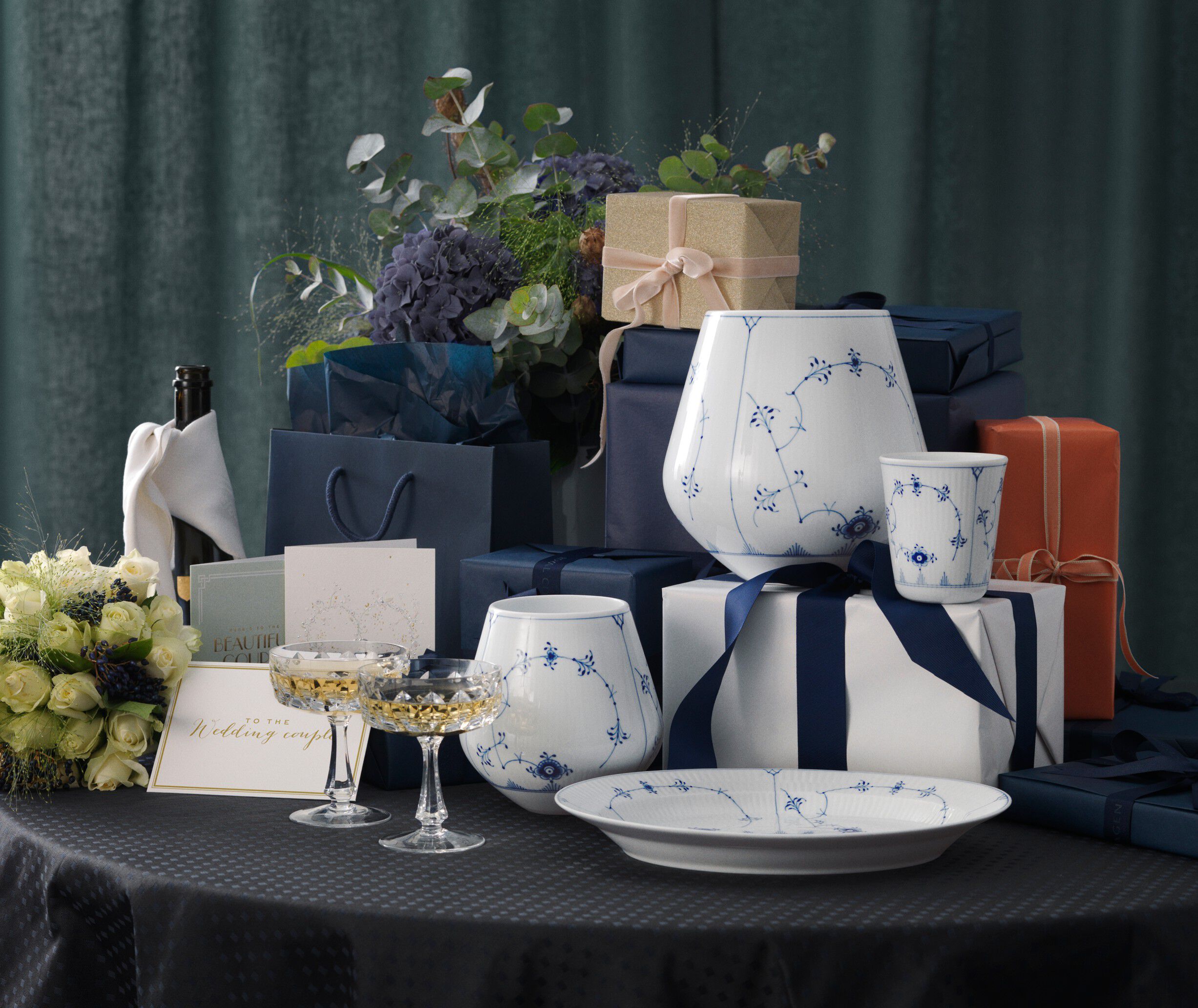 Musselmalet Riflet 36,5 cm. fad