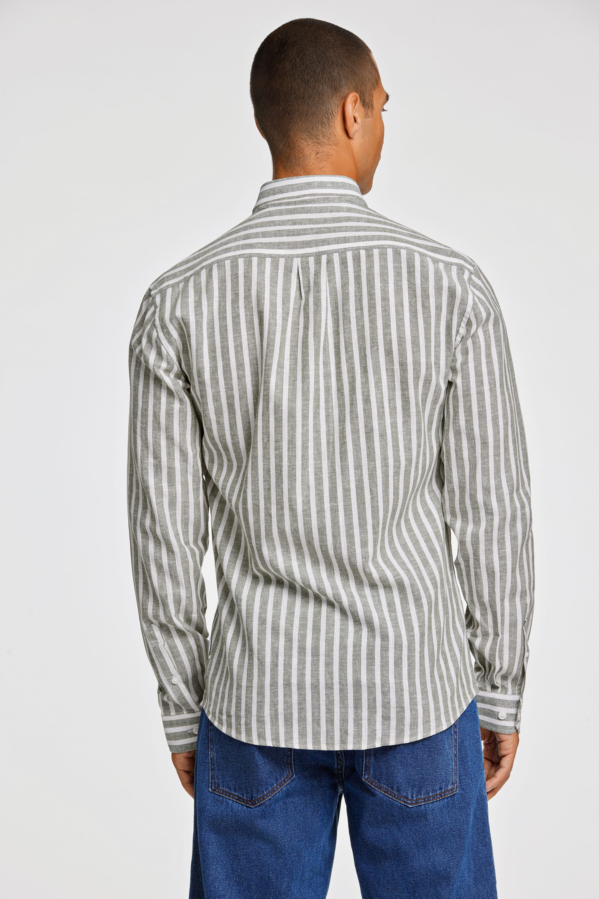 Striped cotton/linen shirt L/S