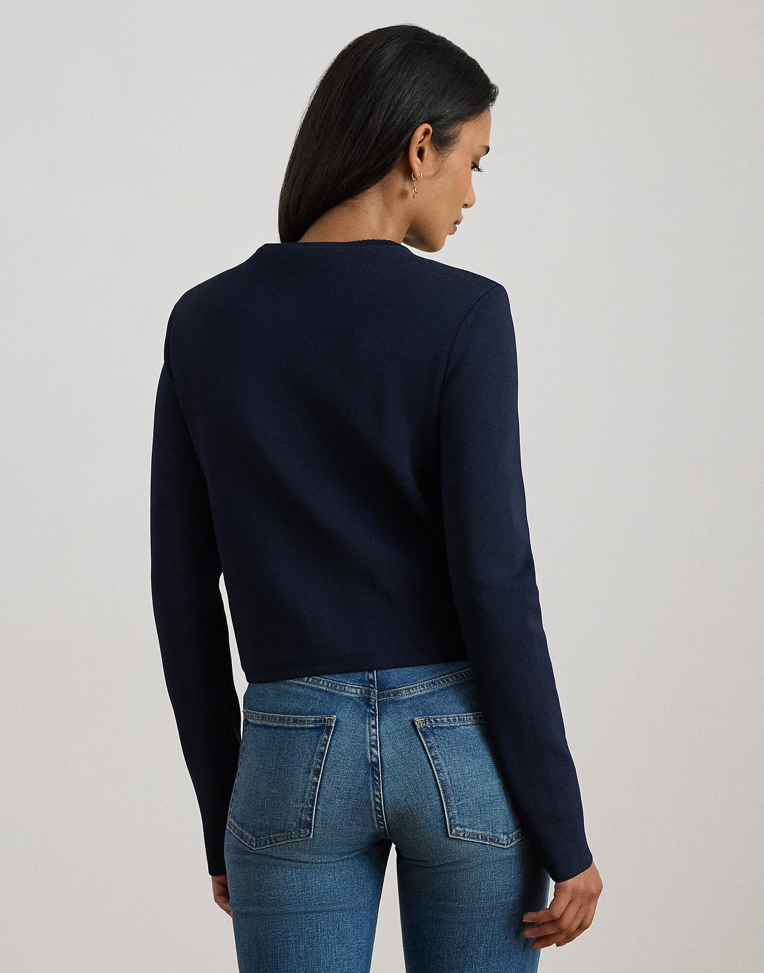 Cropped Crewneck Sweater Jacket