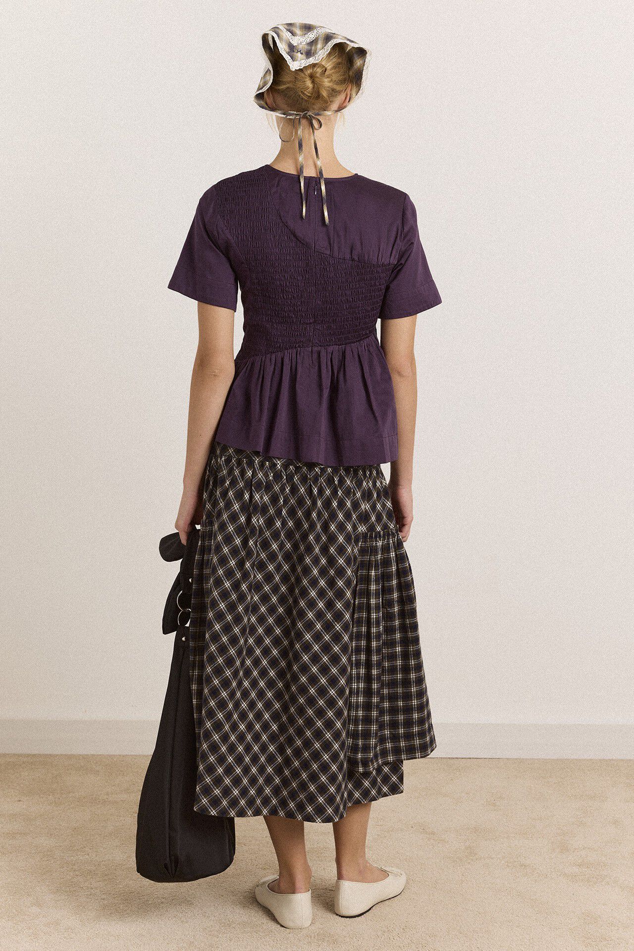 EMMY SHIRRED TOP - PLUM