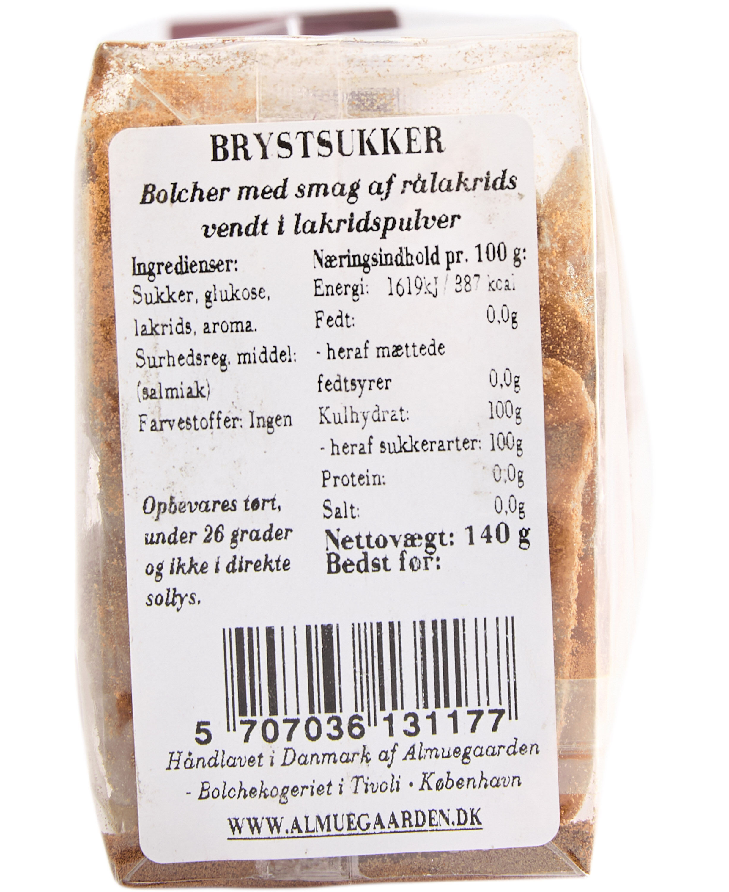 Brystsukker bolcher med smag af ren s&oslash;d lakrids