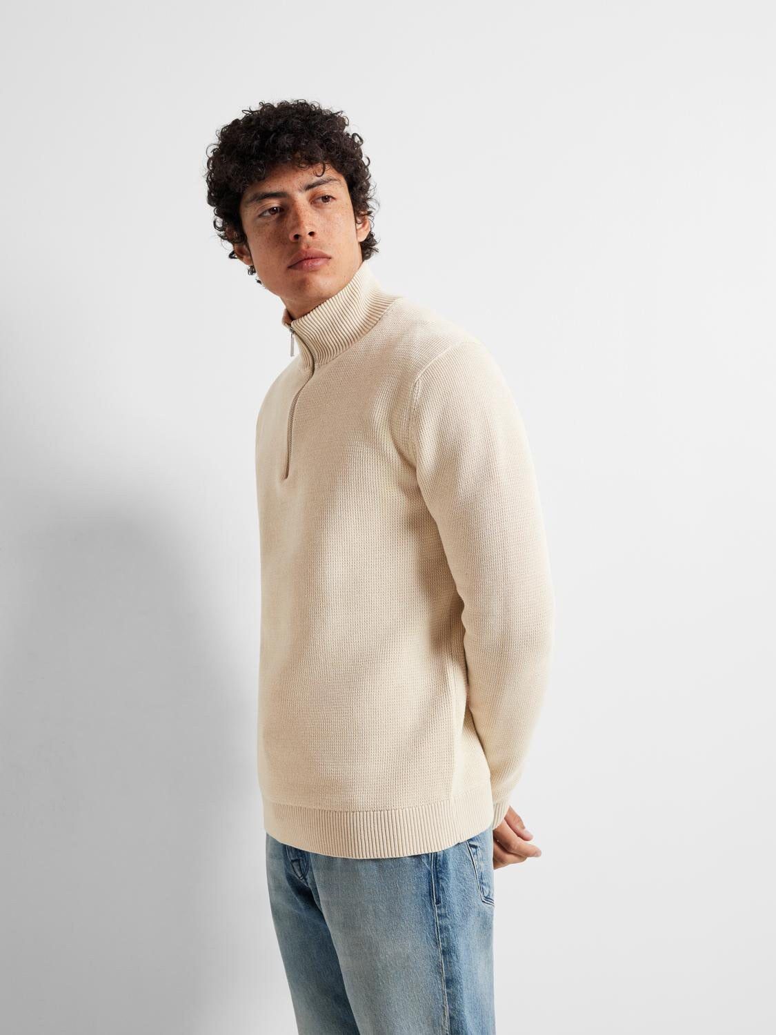 SLHDANE LS KNIT STRUCTURE HALF ZIP