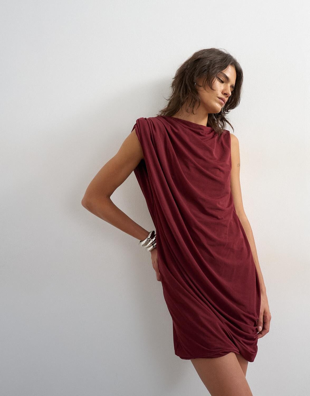 Tsolena Sl Mesh Draped Mini Dress Jrs