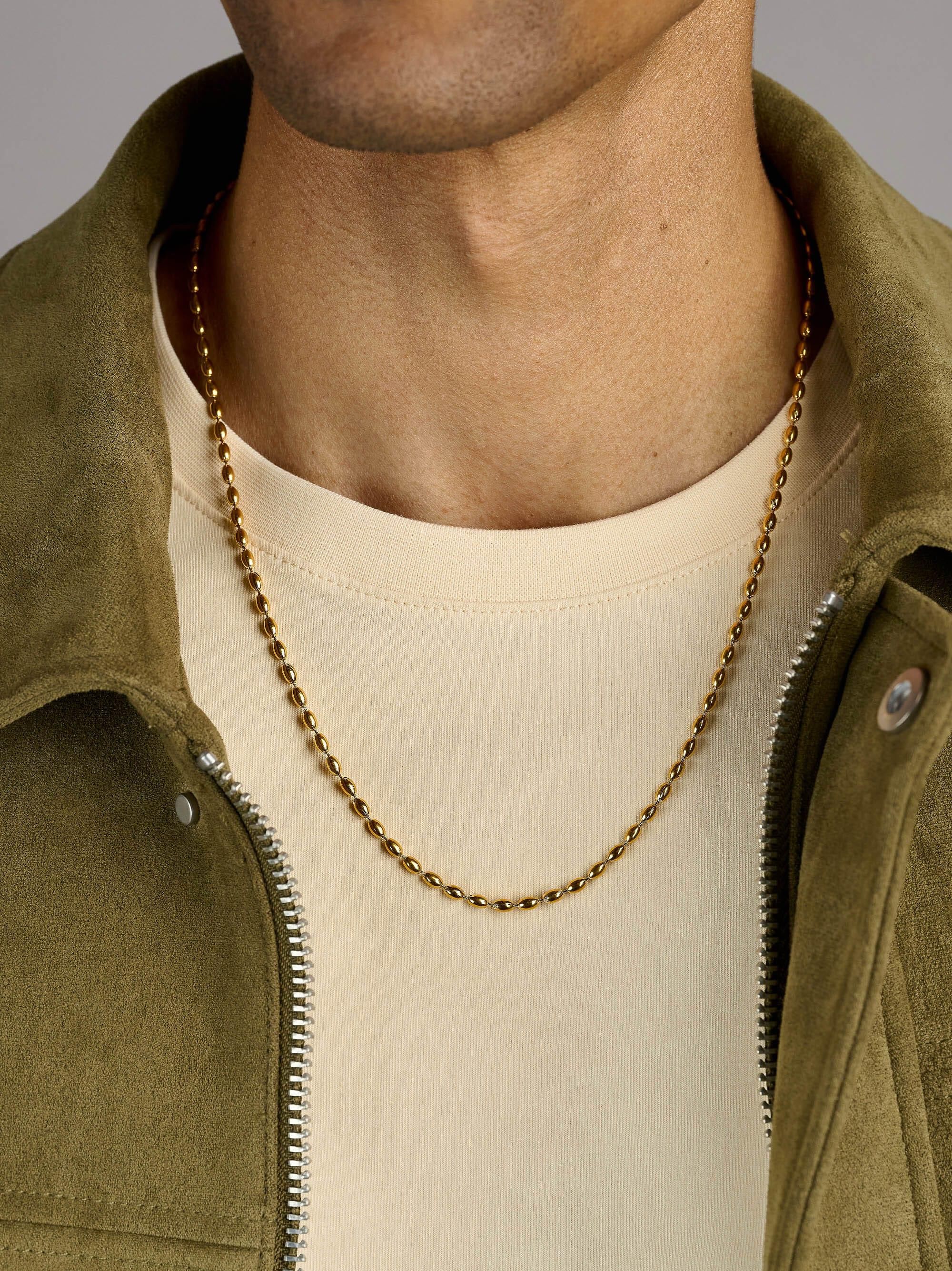 Gold Beaded Chain Necklace