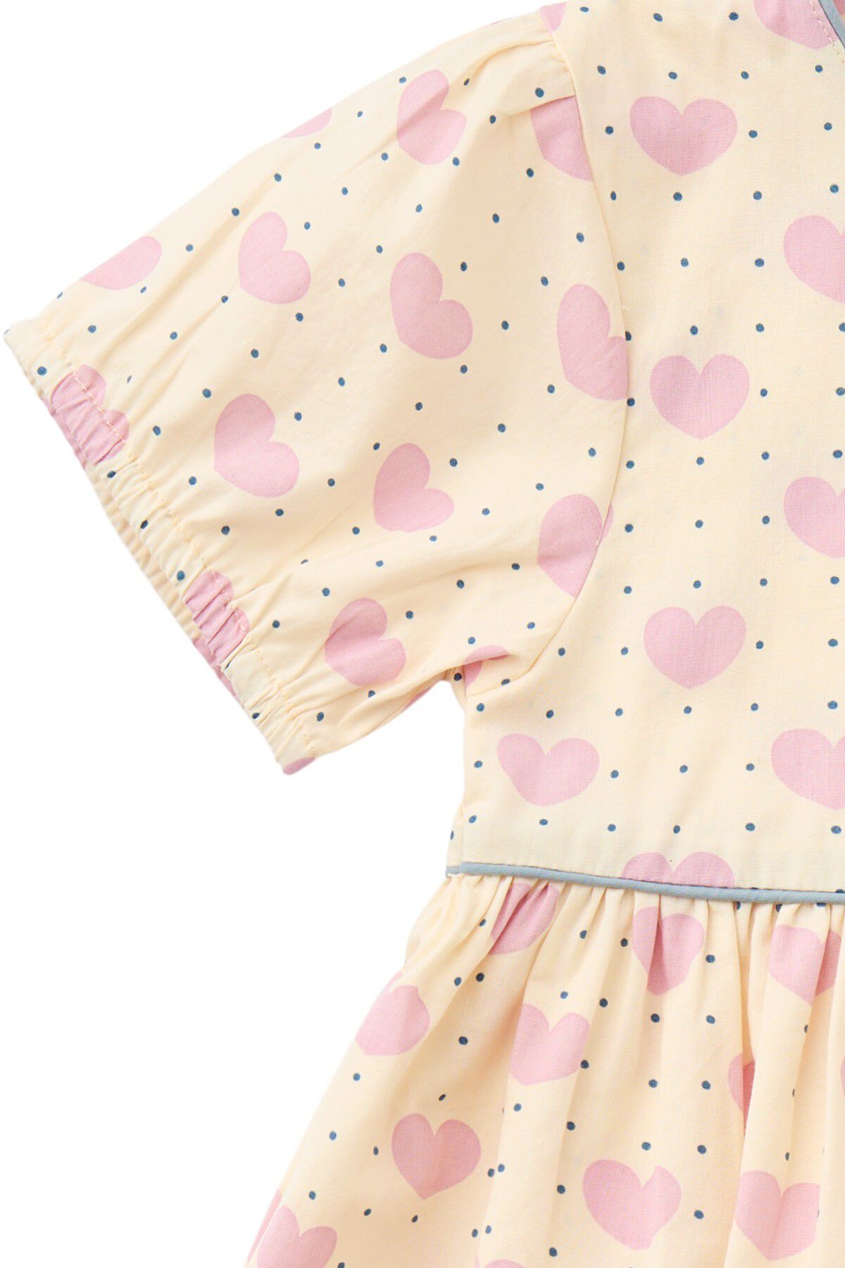 HEART & DOTS DRESS W PUFFY SLEEVE